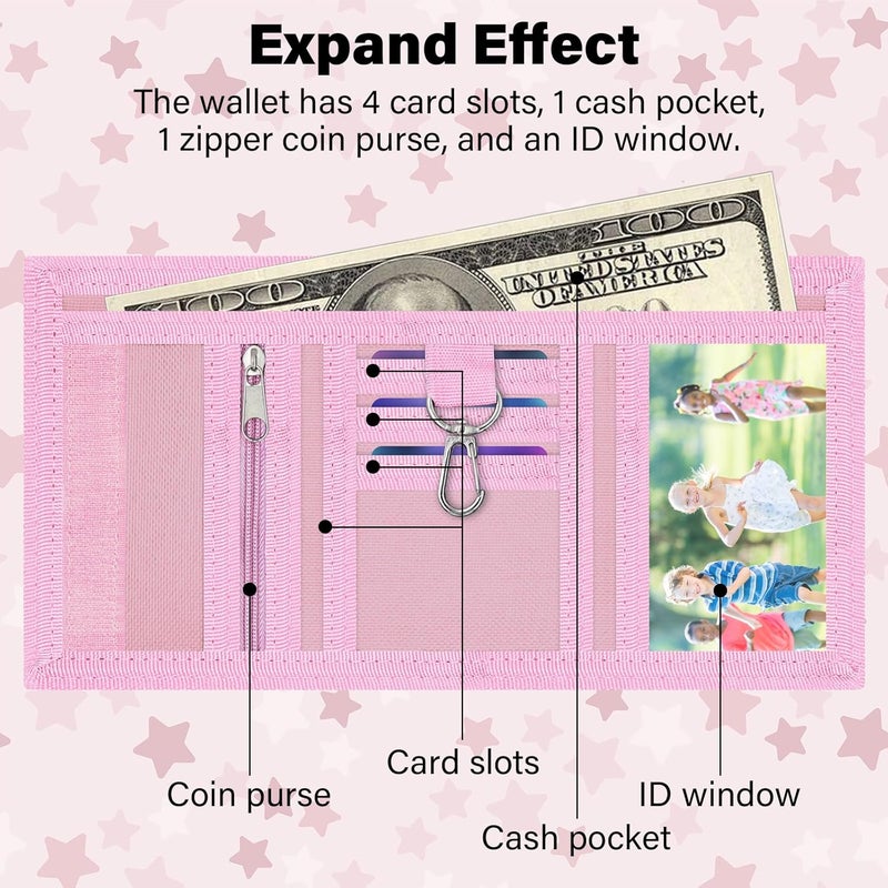 Jonyee Kids Wallet for Boys Girls 3-14, RFID Trifold Novelty Wallet with Zipper and Key Chain, Outdoor Purse with Coin Pocket and ID Window, Card Holders for Toddler Children Gifts -Rainbow - Image 2